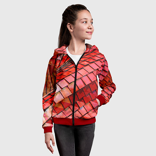 Детская толстовка на молнии Красная спартаковская чешуя / 3D-Красный – фото 4