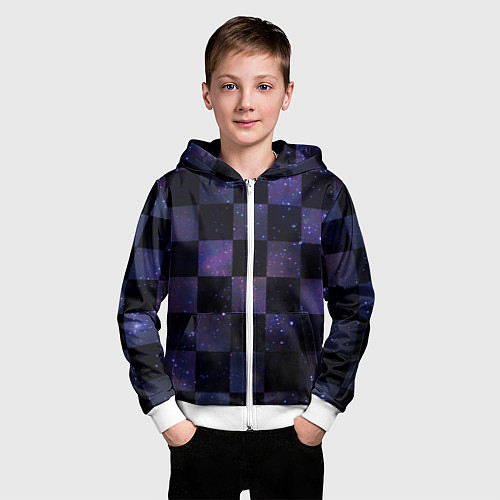 Детская толстовка на молнии Space Neon Chessboard / 3D-Белый – фото 3
