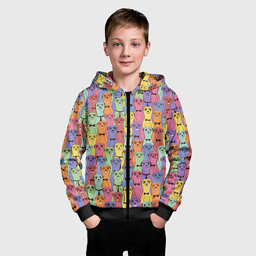 Детская толстовка на молнии Красочные Сурикаты / 3D-Черный – фото 3