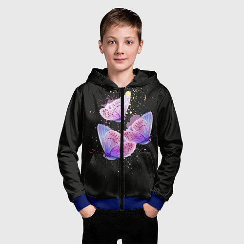 Детская толстовка на молнии Butterflies Sky / 3D-Синий – фото 3