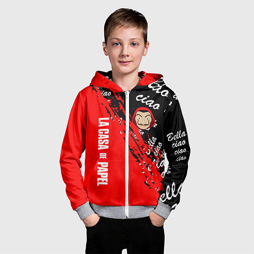 Детская толстовка на молнии La Casa de Papel bum bum ciao / 3D-Меланж – фото 3