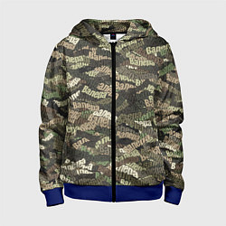 Толстовка на молнии детская Именной камуфляж Валера, цвет: 3D-синий