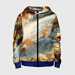 Толстовка на молнии детская Песчаный Космос, цвет: 3D-синий