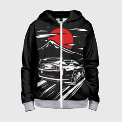 Толстовка на молнии детская TOYOTA SUPRA Под Луной, цвет: 3D-меланж