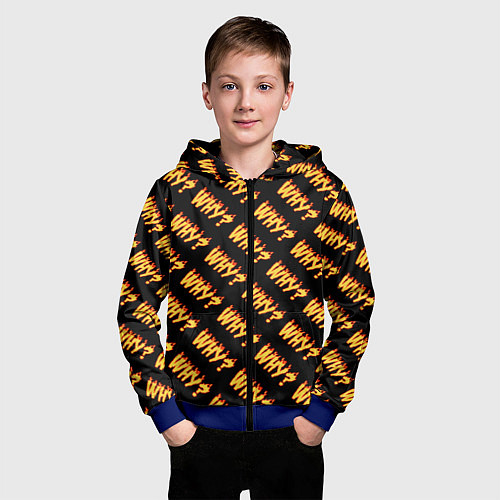 Детская толстовка на молнии Why? черный / 3D-Синий – фото 3