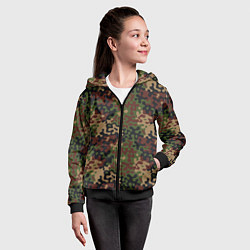 Толстовка на молнии детская Военный Камуфляж Military, цвет: 3D-черный — фото 2