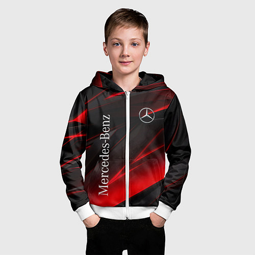Детская толстовка на молнии Mercedes-Benz Геометрия / 3D-Белый – фото 3
