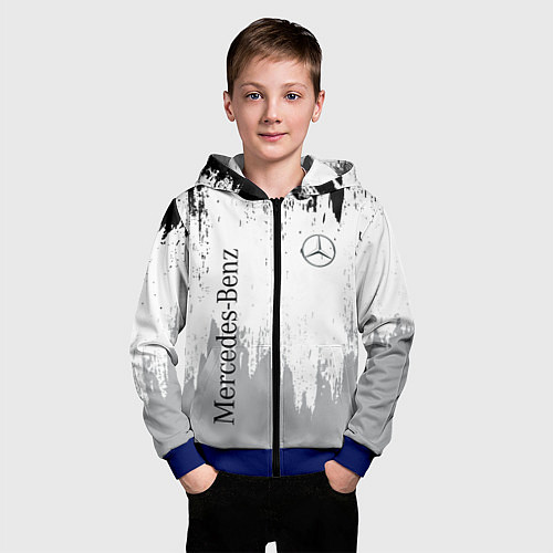 Детская толстовка на молнии Mercedes-Benz - Текстура / 3D-Синий – фото 3