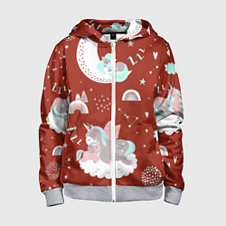 Детская толстовка на молнии Единорог на облакеспящий единорог