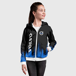 Толстовка на молнии детская Volvo синий огонь, цвет: 3D-белый — фото 2