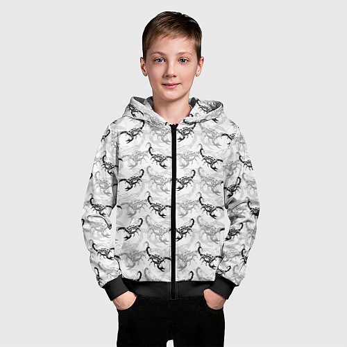 Детская толстовка на молнии Скорпионы - Scorpions / 3D-Черный – фото 3