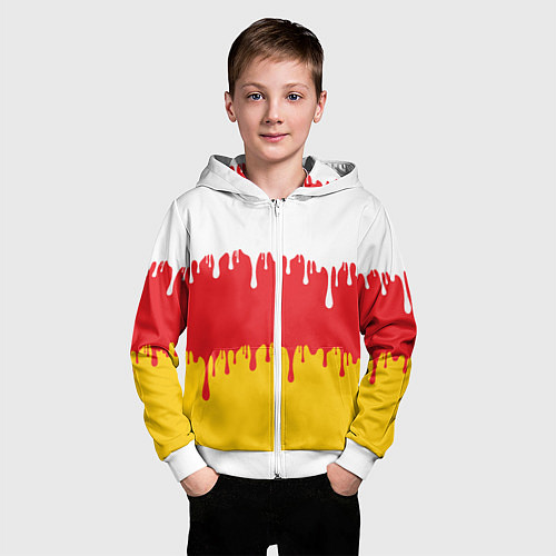 Детская толстовка на молнии Северная Осетия Алания потёки / 3D-Белый – фото 3