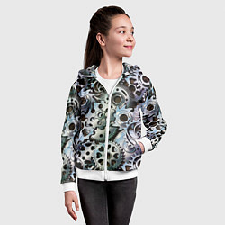 Толстовка на молнии детская Стимпанк шестеренки Steampunk, цвет: 3D-белый — фото 2