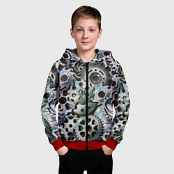 Толстовка на молнии детская Стимпанк шестеренки Steampunk, цвет: 3D-красный — фото 2