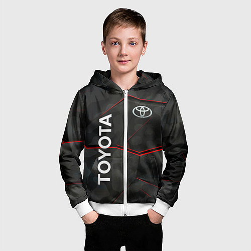 Детская толстовка на молнии Toyota sport auto / 3D-Белый – фото 3