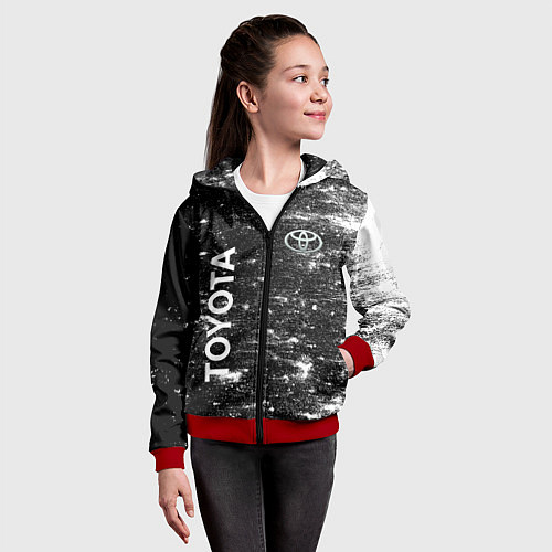 Детская толстовка на молнии Toyota - Grunge / 3D-Красный – фото 4