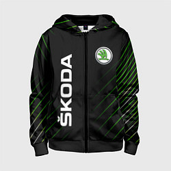 Толстовка на молнии детская Skoda Шкода Полосы, цвет: 3D-черный