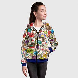 Толстовка на молнии детская Смайл рисунки - арт, цвет: 3D-синий — фото 2