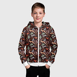 Толстовка на молнии детская Лесная лисичка паттерн, цвет: 3D-белый — фото 2