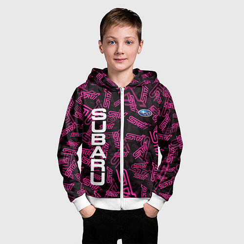 Детская толстовка на молнии SUBARU STI PATTERN / 3D-Белый – фото 3
