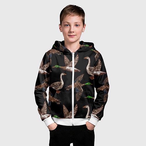 Детская толстовка на молнии Утки паттерн / 3D-Белый – фото 3