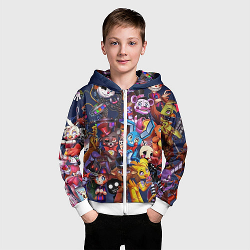 Детская толстовка на молнии Cute Fnaf Pattern / 3D-Белый – фото 3