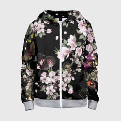 Толстовка на молнии детская Краски весны, цвет: 3D-меланж