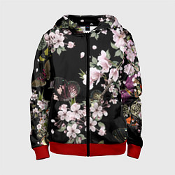 Толстовка на молнии детская Краски весны, цвет: 3D-красный