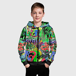 Толстовка на молнии детская Граффити с черепами, цвет: 3D-черный — фото 2