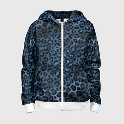 Толстовка на молнии детская Синяя леопардовая шкура, цвет: 3D-белый