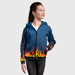 Толстовка на молнии детская Пламя огня синий фон, цвет: 3D-черный — фото 2
