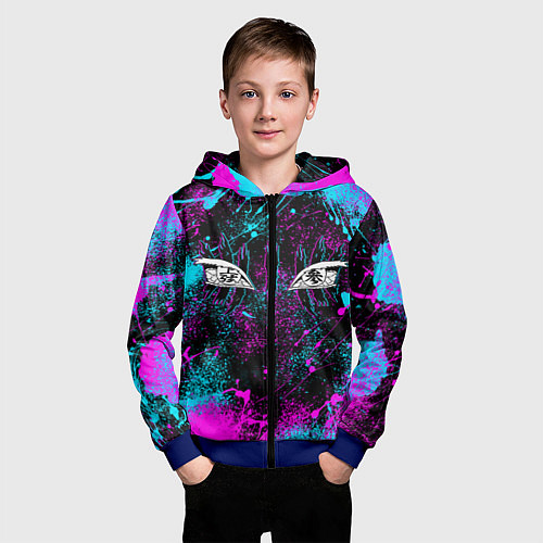 Детская толстовка на молнии ГЛАЗА АКАЗЫ ГЛИТЧ / 3D-Синий – фото 3