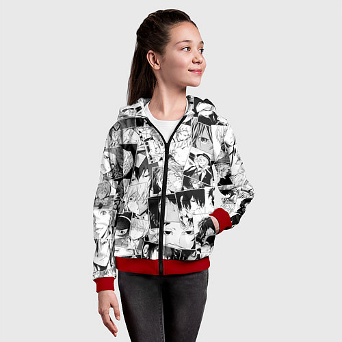 Детская толстовка на молнии Bungo Stray Dogs pattern / 3D-Красный – фото 4