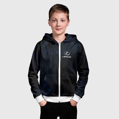 Детская толстовка на молнии Lexus лексус / 3D-Белый – фото 3