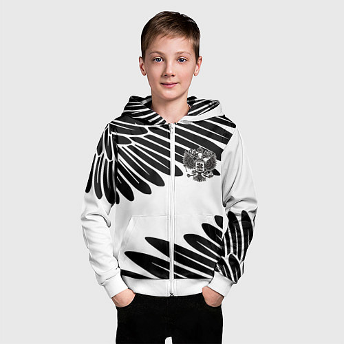 Детская толстовка на молнии ГЕРБ РОССИИ КРЫЛЬЯ СВОБОДЫ / 3D-Белый – фото 3