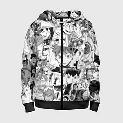 Толстовка на молнии детская Волейбол!! pattern, цвет: 3D-черный