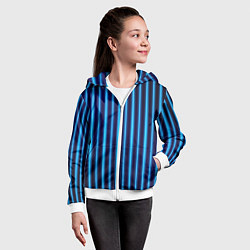 Толстовка на молнии детская Неоновый свет Голубые и синие вертикальные полосы, цвет: 3D-белый — фото 2