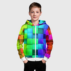 Толстовка на молнии детская Color geometrics pattern Vanguard, цвет: 3D-белый — фото 2