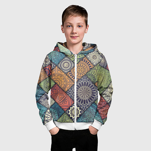 Детская толстовка на молнии Mandala-pattern / 3D-Белый – фото 3