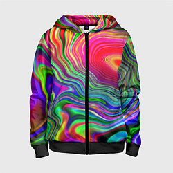 Толстовка на молнии детская Expressive pattern Neon, цвет: 3D-черный