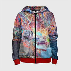 Толстовка на молнии детская Cyber skull Vanguard pattern, цвет: 3D-красный