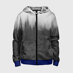Толстовка на молнии детская Туманный лес - туман, цвет: 3D-синий