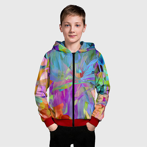 Детская толстовка на молнии Abstract color pattern Summer 2022 / 3D-Красный – фото 3