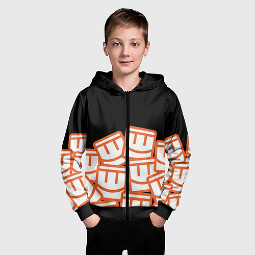 Детская толстовка на молнии Куча смайликов из REC ROOM / 3D-Черный – фото 3