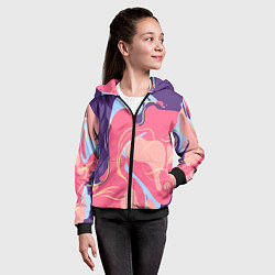 Толстовка на молнии детская Сирневые волны, цвет: 3D-черный — фото 2