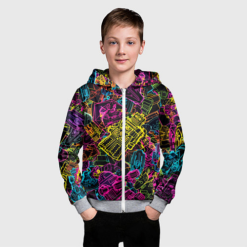 Детская толстовка на молнии Cyber space pattern Fashion 3022 / 3D-Меланж – фото 3