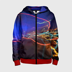 Толстовка на молнии детская Neon vanguard pattern Lightning Fashion 2023, цвет: 3D-красный