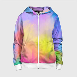 Толстовка на молнии детская Красочный неон, цвет: 3D-белый