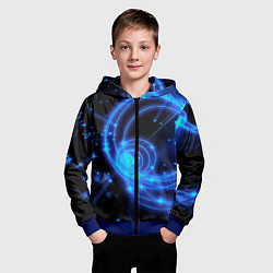 Толстовка на молнии детская Неоновый космос Neon space, цвет: 3D-синий — фото 2