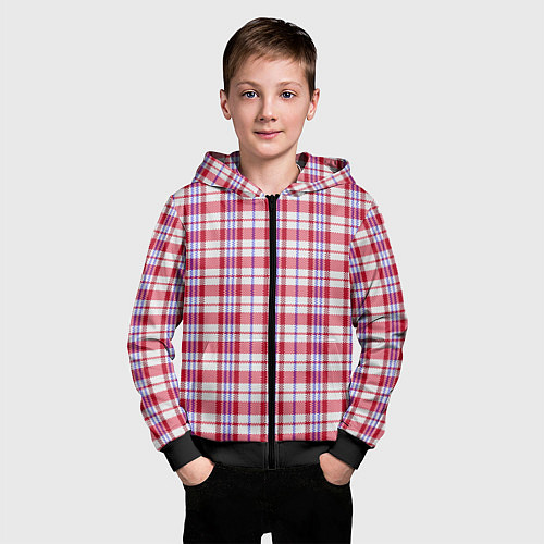 Детская толстовка на молнии Клетчатая сумка челночника паттерн Дань 90-ым / 3D-Черный – фото 3